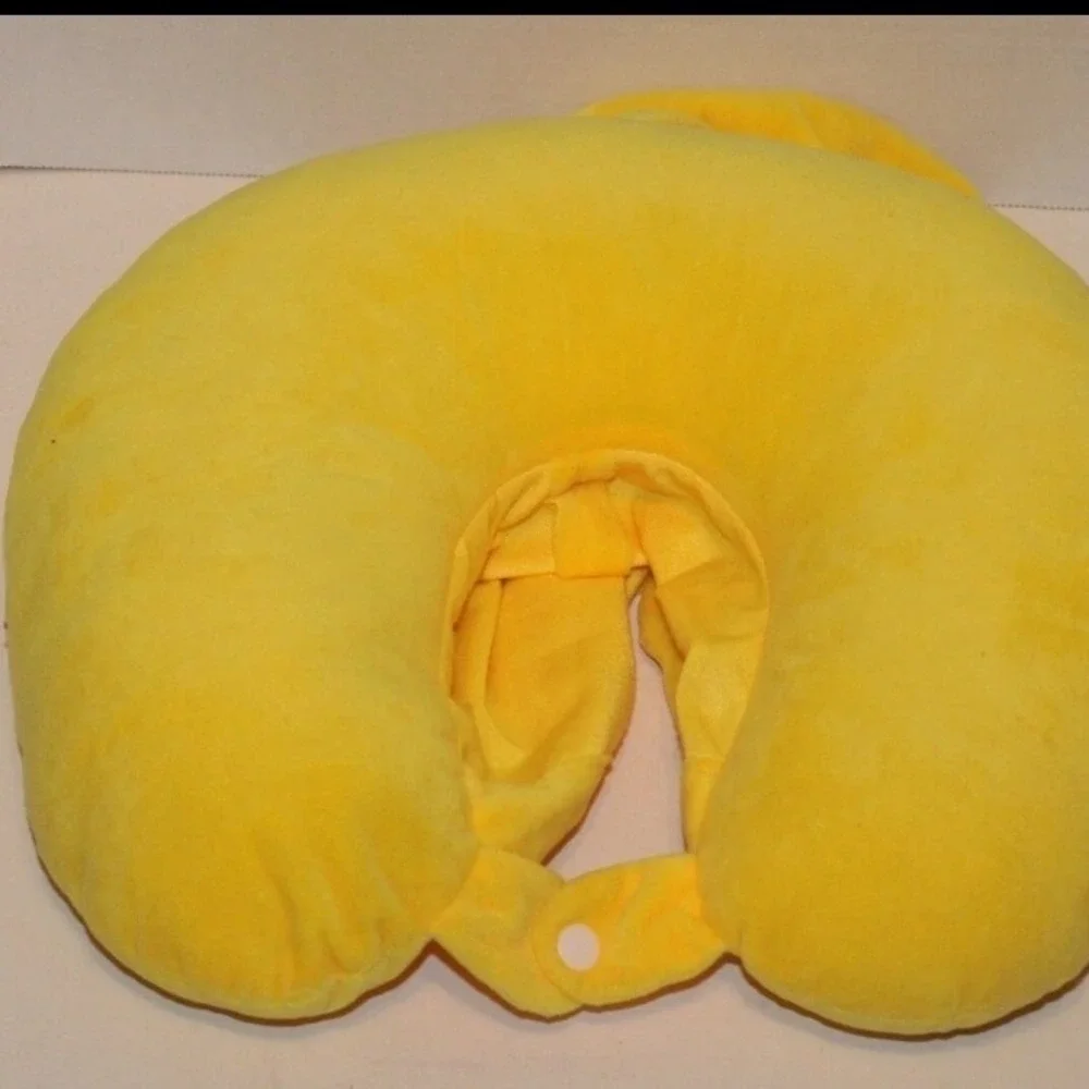 Pokemon Pikachu Hooded Neck Pillow 90sYellow Plush Travel Support Pokeball Logo - Picture 10 of 10